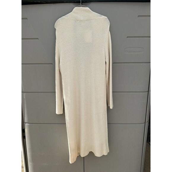 Magaschoni NEW Ivory Cable Knit Open Front Long Cardigan Incredibly Soft Size M - Picture 15 of 15